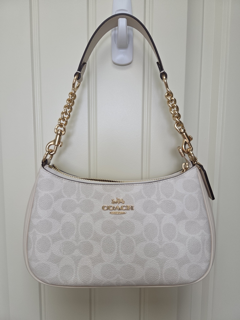 Coach Chalk Signature Small Shoulder Bag with Gold Hardware